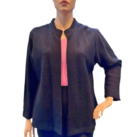 Jones New York 100% Merino Wool Cardigan Plus Size 3X Black Union Square NEW NWT - Picture 1 of 16
